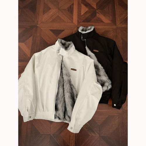 冬季立领仿貂毛座山雕棉服外套