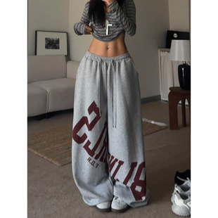 设计感jazz爵士舞裤 美式 卫裤 男女秋冬阔腿裤 子 嘻哈高街宽松运动裤