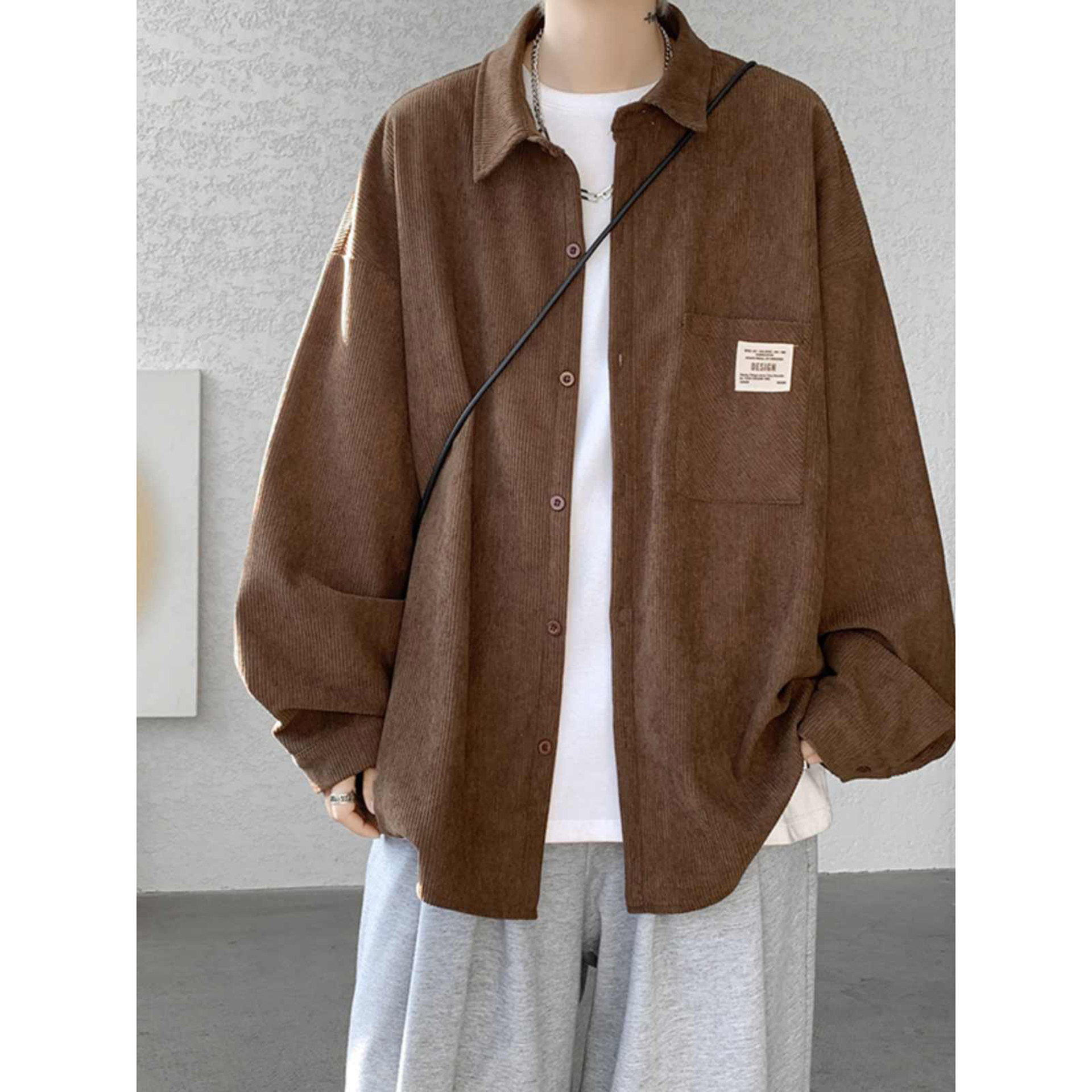 衬衫男长袖春秋季高级感日系宽松慵懒风衬衣大码青少年设计感外套,男装,衬衫,淘宝优惠券,粉丝福利购,淘宝优惠卷