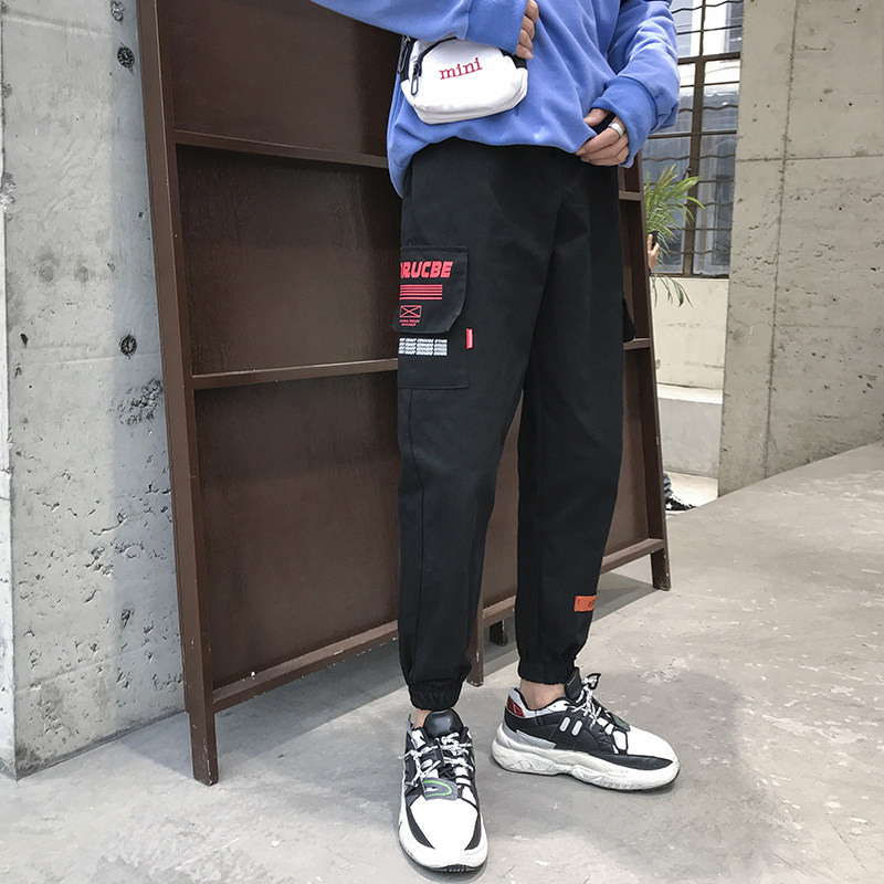 夏季原宿风潮牌裤子男韩版宽松帅气九分休闲裤薄款网红束脚工装裤|msdalam kategori Pakaian Lelaki, seluar santai - dari Buy2taobao.com untuk memberikan perkhidmatan ejen Taobao profesional membeli