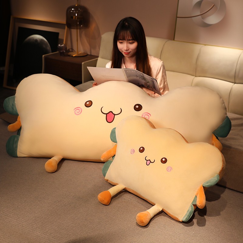 可爱吐司面包床头大靠枕居家床上睡觉抱枕毛绒靠垫垫大号可拆洗