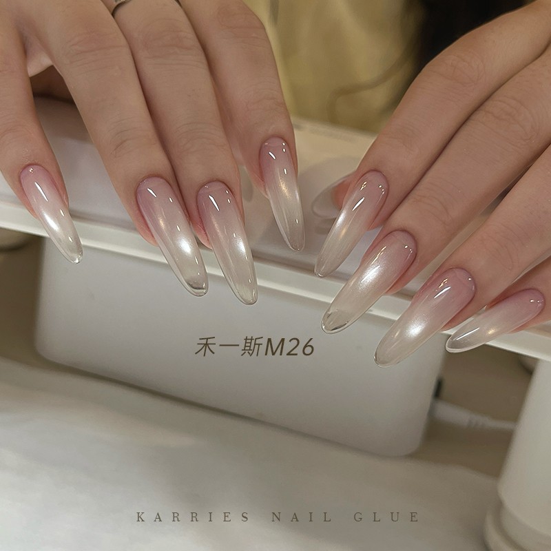 禾一斯新品显白冰晶果冻玻璃珠猫眼冰透珠光爆闪美甲罐装甲油胶