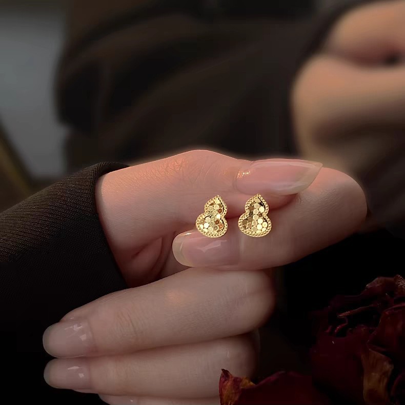 精工s999银针龙鳞葫芦耳钉女轻奢高级感福禄转运耳环2026新款耳饰