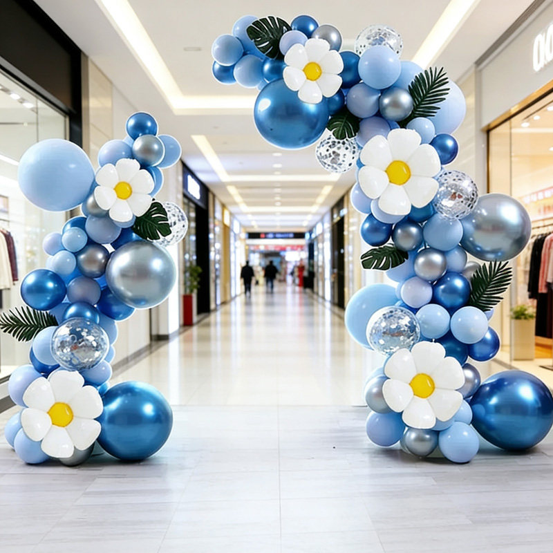 金属蓝色气球链拱门店铺开业周年装饰生日氛围学校活动节日布置用