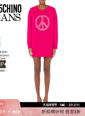 【特享倒计时】M05CH1N0 JEANS 女士Peace Symbol羊毛混纺连衣裙