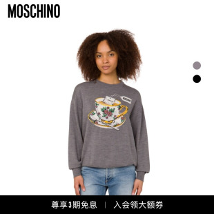 Moschino/莫斯奇诺 女士绵羊毛圆领套头针织衫