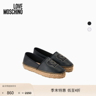 【季末】Love Moschino2026春夏 女士爱心草编平底渔夫鞋
