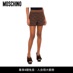 【礼物】Moschino/莫斯奇诺女士Allover Logo休闲运动短裤