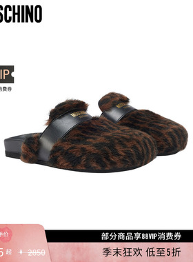 【礼物低至5折】Moschino/莫斯奇诺  女士Allover Logo休闲拖鞋