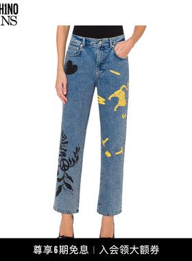 【礼物】M05CH1N0 JEANS 秋冬 女士符号印花牛仔长裤