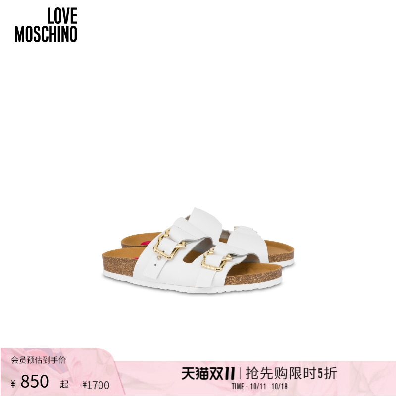 「线上专享」Love Moschino 25早春 女士双心扣小牛凉鞋