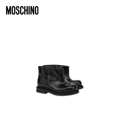 【季末特惠】Moschino/莫斯奇诺 女士Olivia牛皮踝靴皮革短筒靴