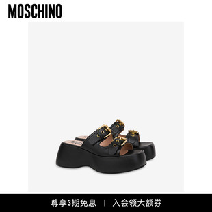 Moschino/莫斯奇诺  女士BUCKLES牛皮厚底凉鞋