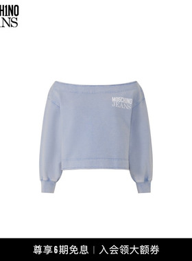 【礼物】M05CH1N0 JEANS   女士露肩棉质徽标印花运动衫