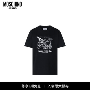 女士爱与和平图案印花短袖 T恤 JEANS M05CH1N0