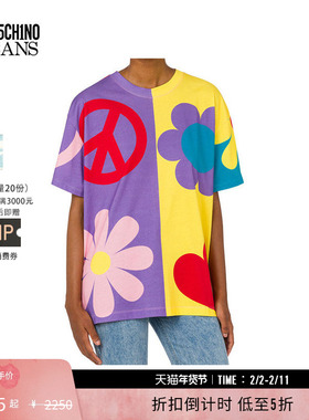 【礼物低至5折】M05CH1N0 JEANS  春夏 女士图案徽标运动T恤