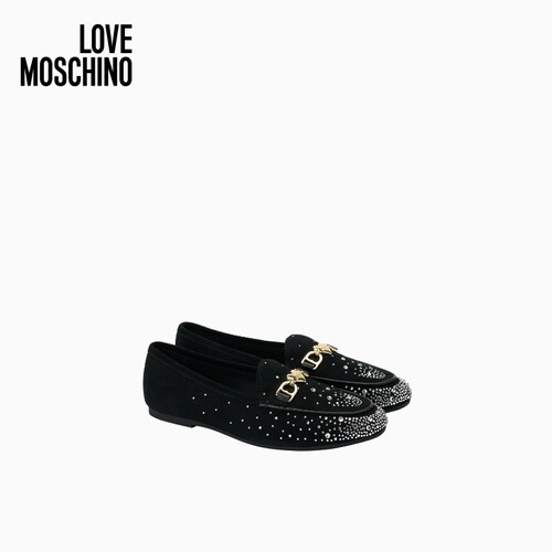 【季末特惠】Love Moschino26早春 女士心形金属水钻乐福鞋