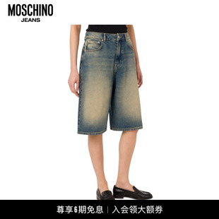 女士百慕大短裤 Jeans Moschino 徽标贴布牛仔裤 礼物