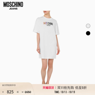 【双11抢先购】Moschino Jeans  女士徽标字母连衣裙圆领T恤裙