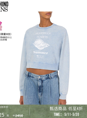 【同价618】M05CH1N0 JEANS 女士印花宽松棉质运动衫套头卫衣