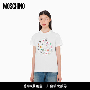 26早春 莫斯奇诺 Moschino 女士印花棉质针织T恤 新年礼物