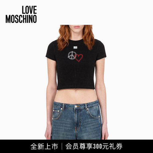 【全新上市】Love Moschino26早秋 女士修身短款圆领针织短袖上衣
