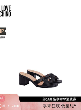 【礼物低至5折】Love Moschino 女士Filled Heart牛皮粗跟凉鞋