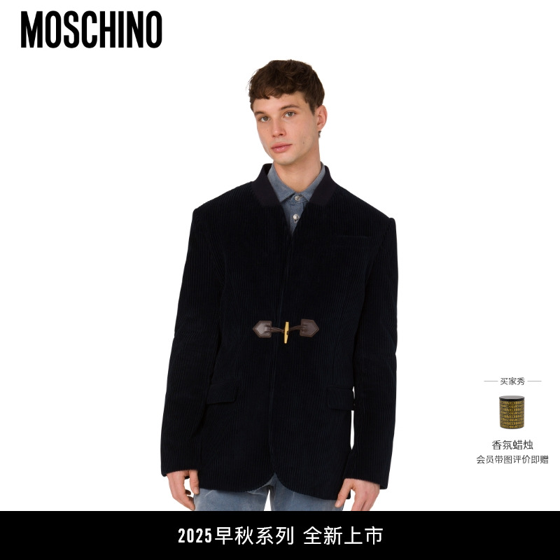 Moschino/莫斯奇诺 25秋冬 男士深蓝色灯芯绒夹克外套