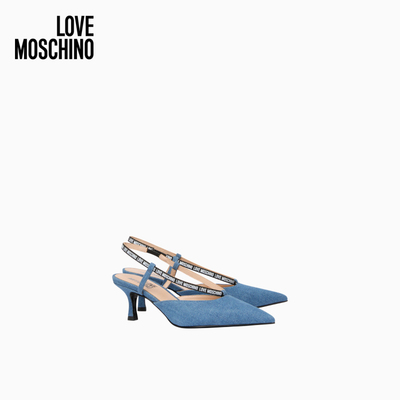 【季末特惠】Love Moschino2026春夏 女士复古牛仔丹宁尖头高跟鞋