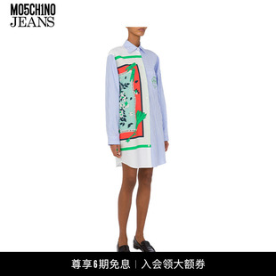 礼物 衬衫 M05CH1N0 女士条纹府绸连衣裙长袖 裙 JEANS