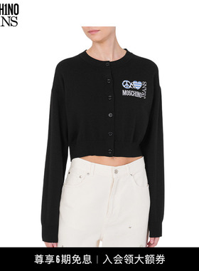 【礼物】M05CH1N0 JEANS 女士爱与和平复古印花高腰针织衫