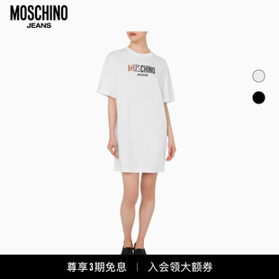 Moschino 女士徽标字母连衣裙圆领T恤裙 Jeans