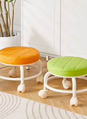 爆款万向轮小凳子家用亚克力滑轮矮凳客厅带娃神器可移动坐凳美缝