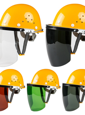 安全帽式电焊面罩烧焊工防护罩脸部面屏防飞溅打磨透明焊帽头戴式