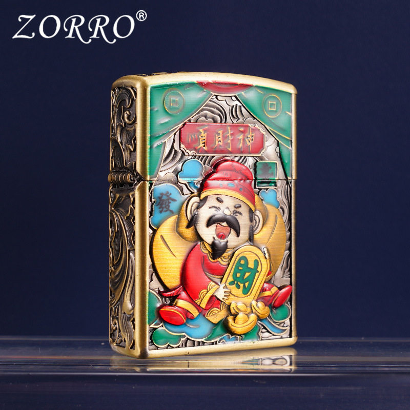 佐罗夜光顺财神煤油打火机复古潮男珐琅男生男士生日创意实用礼物,ZIPPO/瑞士军刀/眼镜,其它,淘宝优惠券,粉丝福利购,淘宝优惠卷