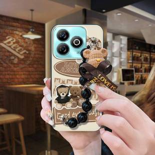 适用中兴A75 4G/Z2359手机壳新款小熊手链男女款情侣黑珍珠挂饰