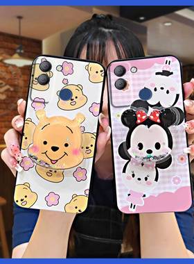 适用Tecno POP5 LTE/传音BD4手机壳透明防尘奢华新款纯色旋转