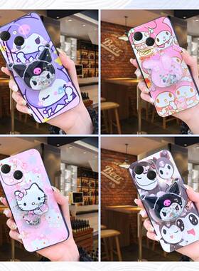 适用Tecno Spark40C/Km4k手机壳情侣质感液态纯色卡通旋转新款