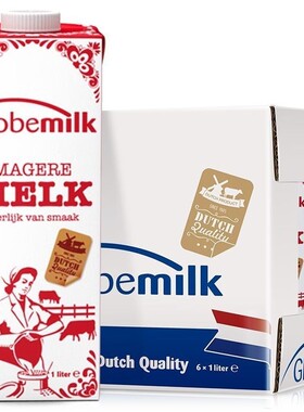 【12盒】临期荷高原装进口3.8g优乳蛋白脱脂1L高钙0脂肪早餐奶