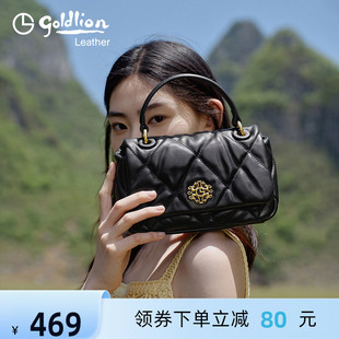 真皮女包单肩斜挎小包牛皮潮 金利来轻奢云朵包包软手提包2026新款