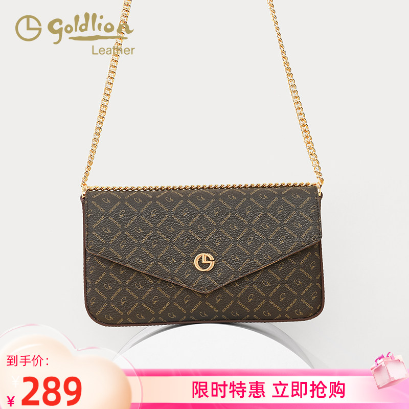 金利来优雅女包新款时尚单肩斜挎包印花信封小方包复古链条包轻奢