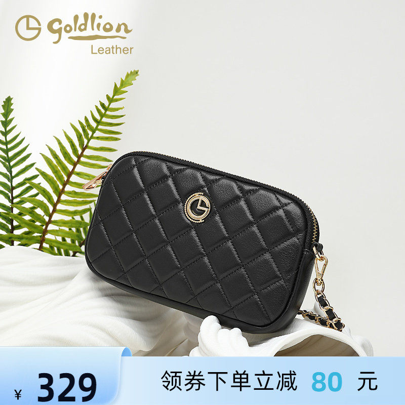 金利来时尚女包真皮2026新款单肩包小香风菱格链条斜挎手机包百搭