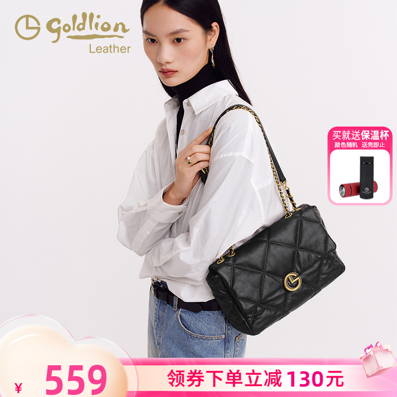 金利来真皮软包2025新款女包小众设计大容量链条单肩斜挎包百搭潮