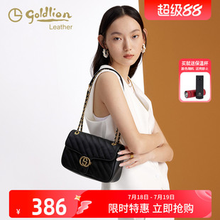 金利来时尚 百搭感斜挎小包 真皮女包小香风菱格单肩链条包2025新款