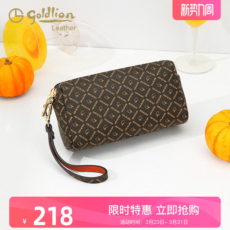 金利来便携女包2026新款时尚百搭手拿包大容量复古印花手机小包潮