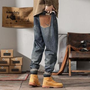 子男潮流痞帅休闲裤 男小脚宽松潮牌阿美咔叽裤 复古重磅牛仔裤 美式