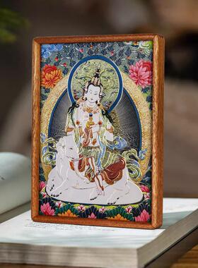 普贤菩萨唐卡铜雕画摆台