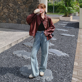 26早春安克拉红短款皮衣外套2C293-Q787-P150-K218，女装短外套，2C293