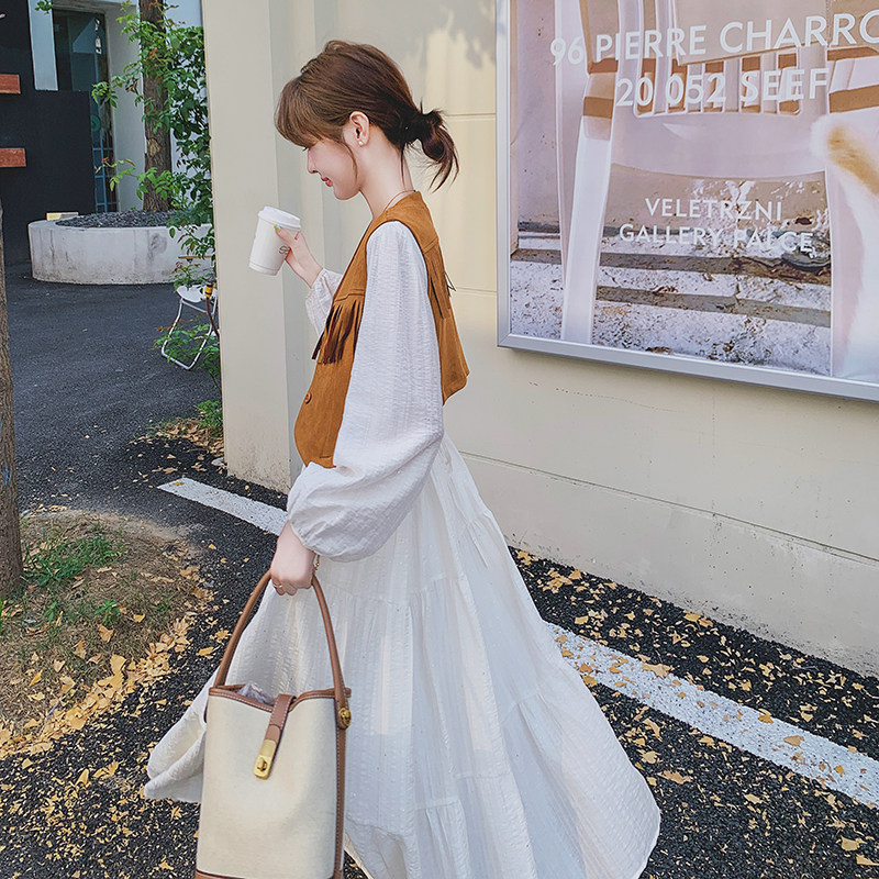 现货2025春款流苏马甲+连衣裙套装2C293-Q792-P165-K238,女装连衣裙,2C293