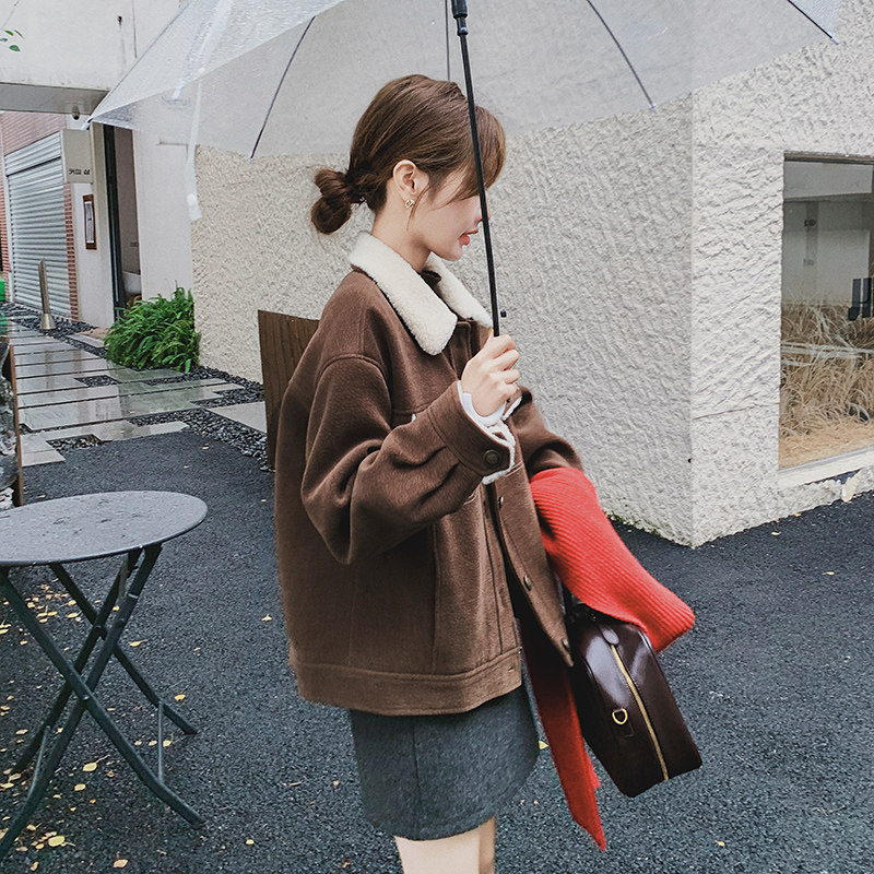 咖色美拉德短款翻领短外套2025冬季韩系设计感小个子气质显瘦棉服,女装棉衣/棉服,2C293